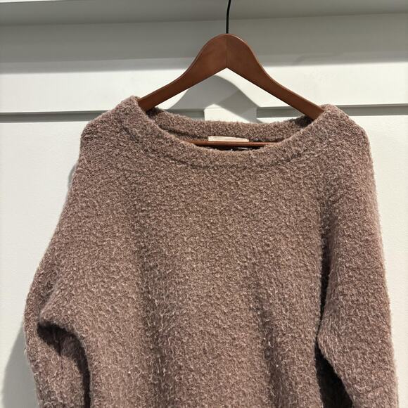 Sleeping On Snow Sweater Women Small Brown Boucle Fuzzy Crewneck Anthropologie - Picture 3 of 11